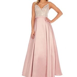 Rose, beaded v-neck gown